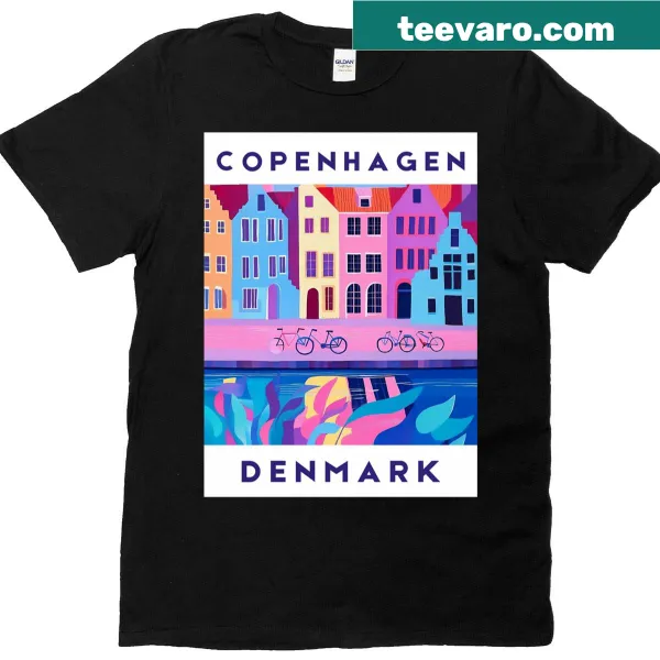 Copenhagen-themed oversized t-shirt with charming illustration
