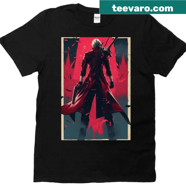 Oversized vintage poster T-shirt of Dante from Devil May Cry.