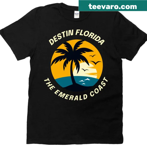 Illustration of Destin, Florida, on a t-shirt celebrating The Emerald Coast