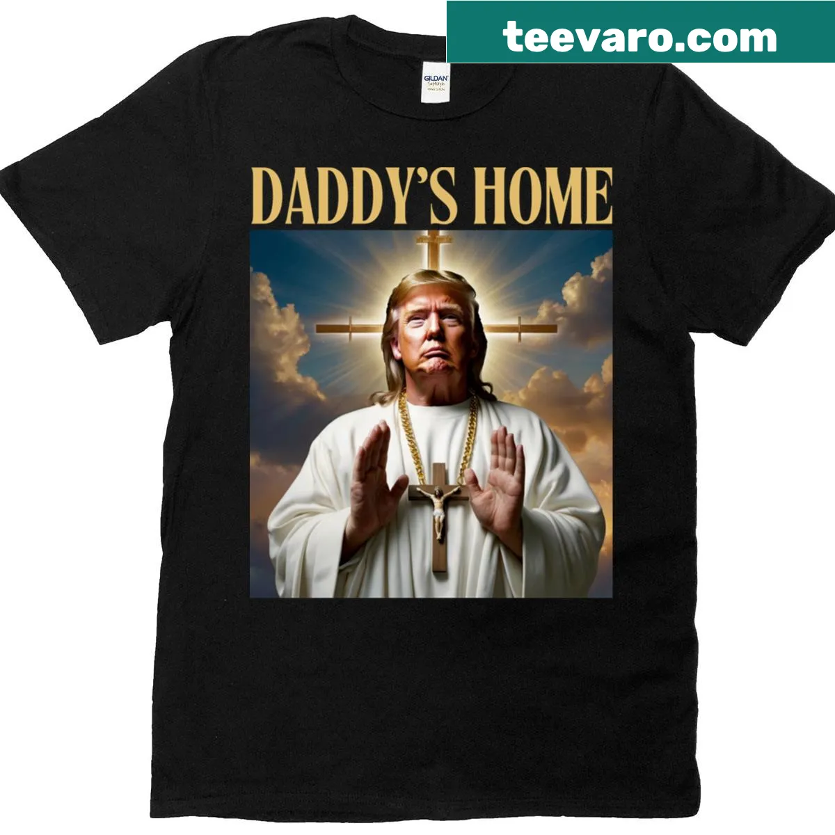 Political shirt with slogan for the 2024 elections featuring Trump — on a men's t-shirt
