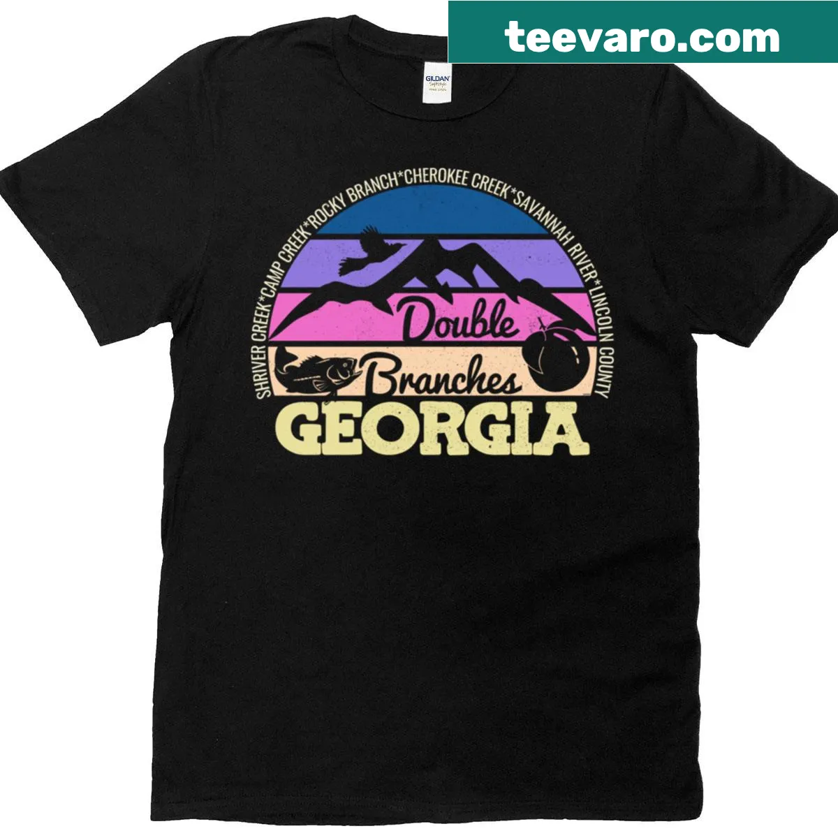 Retro tee with Double Branches Georgia pride logo — on a men's t-shirt