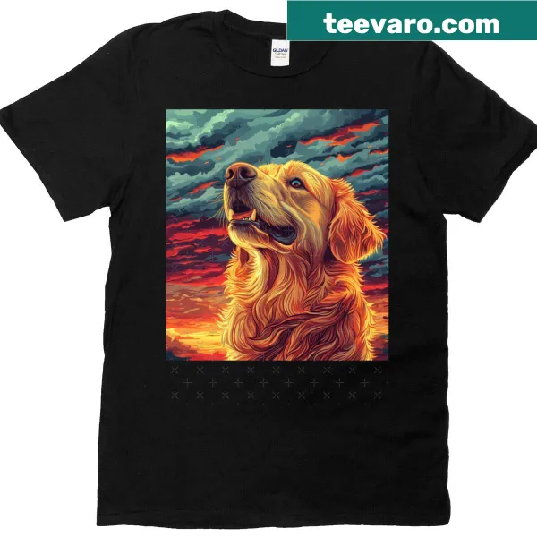 Cute oversized t-shirt with artwork of floppy-eared Golden Retrievers