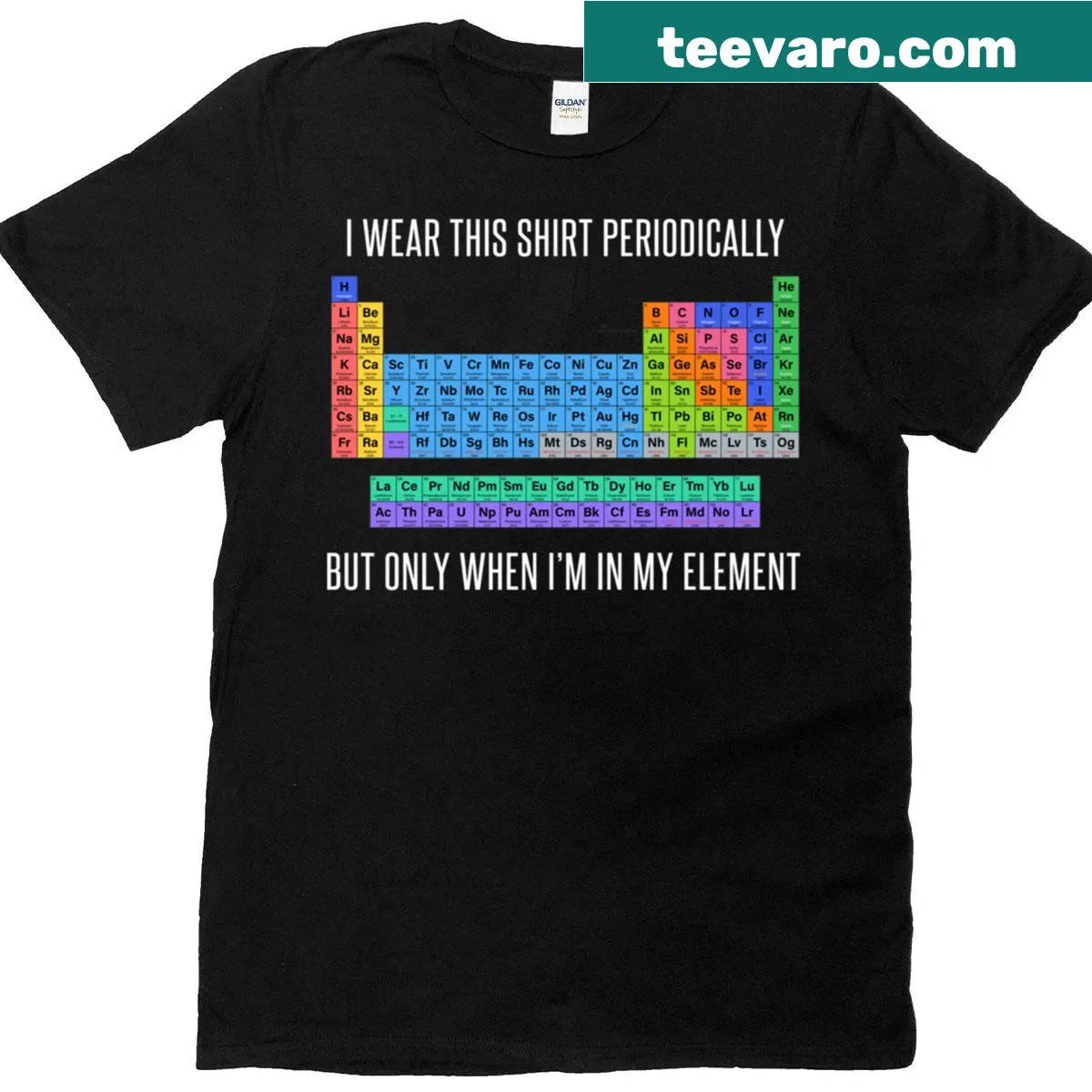 Witty chemistry-themed t-shirt with a clever play on words. — on a men's t-shirt