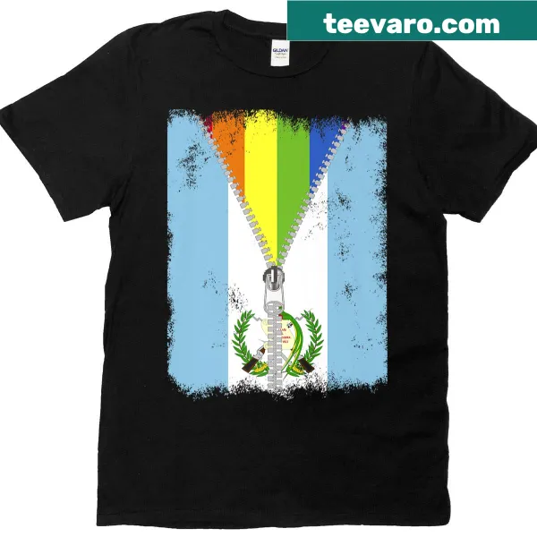Guatemala flag-themed t-shirt celebrating LGBTQ+ pride.
