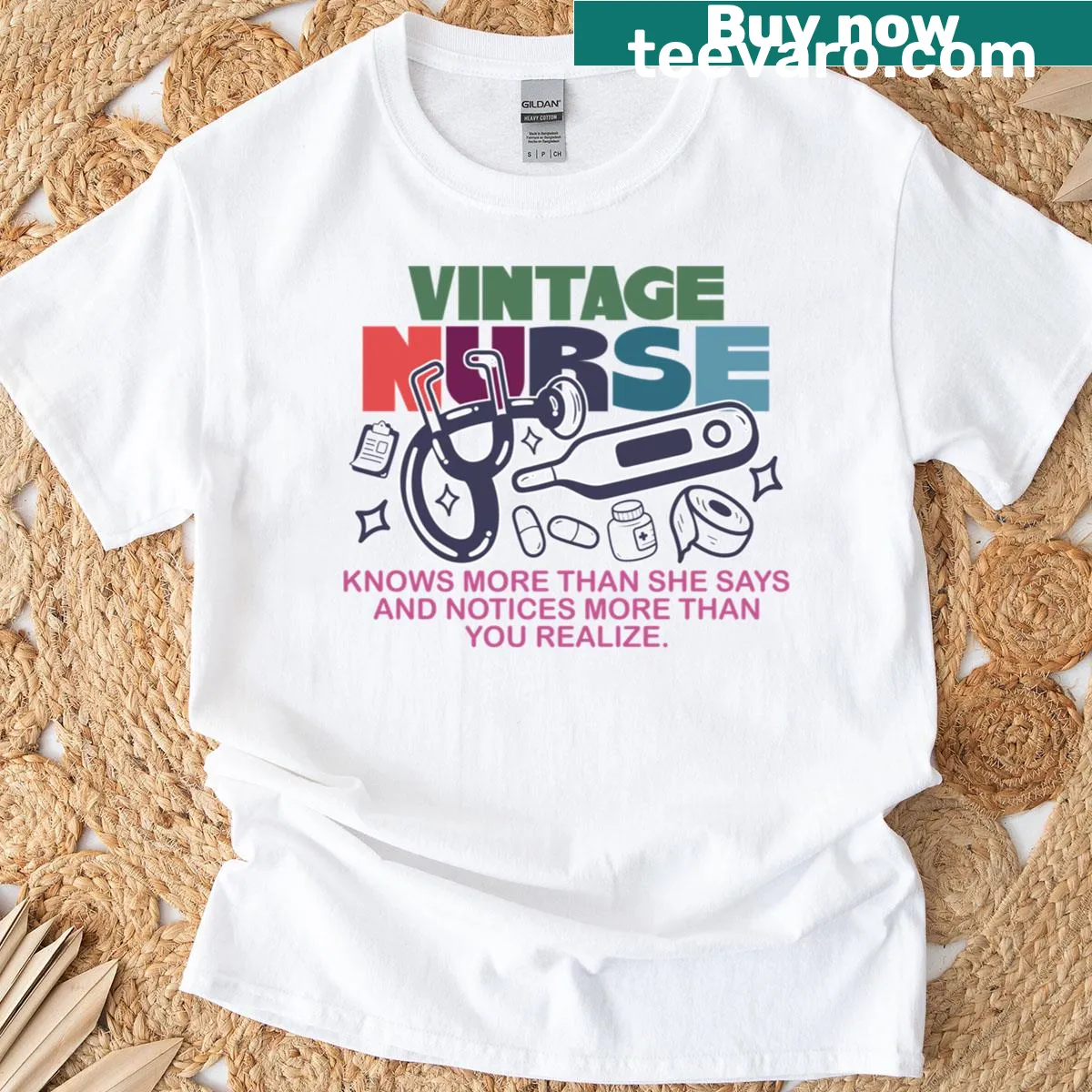 Vintage definition of nurse with humorous text on T-shirt — on a men's t-shirt