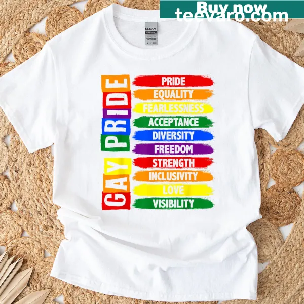 Rainbow flag graphic with words of equality and love