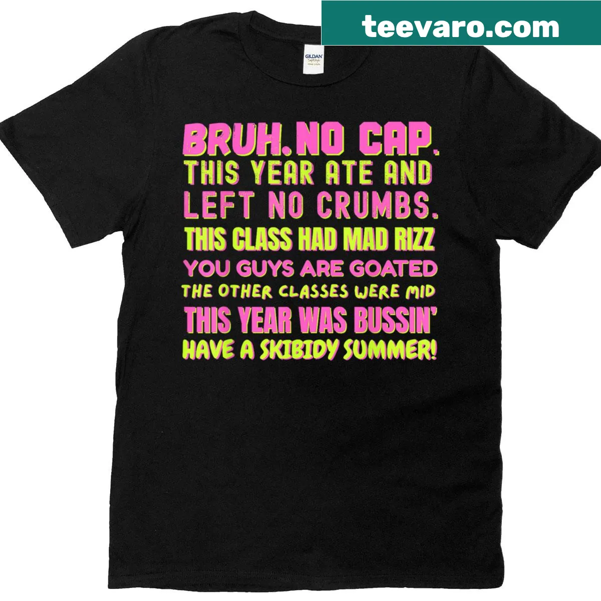 Playful Last Day of School t-shirt with Gen A Slang Bruh text — on a men's t-shirt