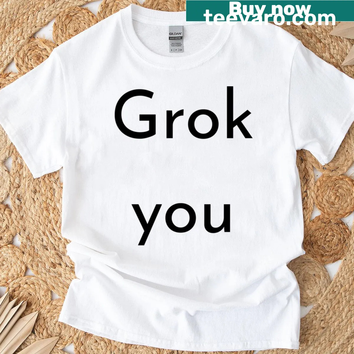 Minimalist typography t-shirt with 'Grok You' text — on a men's t-shirt