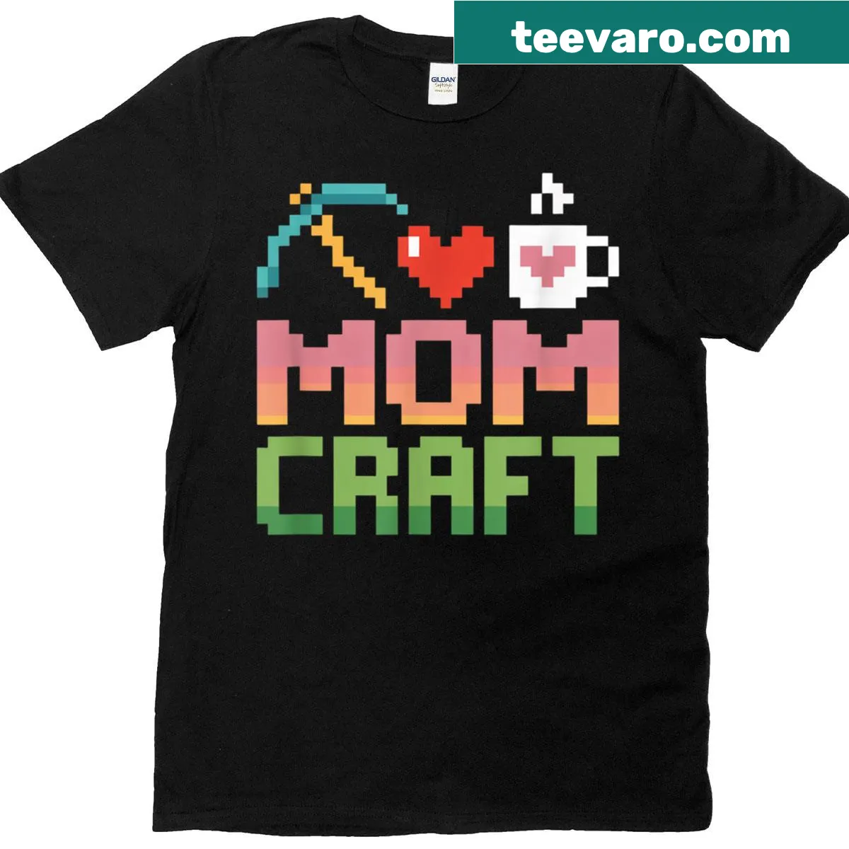 Funny T-shirt for gamer moms with 'Momcraft' design — on a men's t-shirt