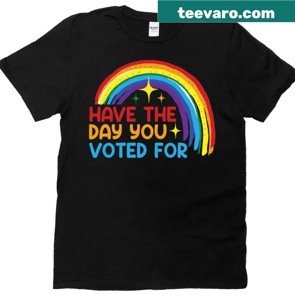 Rainbow typography t-shirt supporting LGBTQ+ pride and feminism