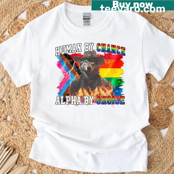 Funny wolf meme T-shirt with humorous text about identity