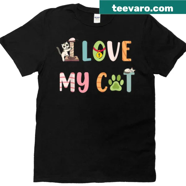 Cute animal lover t-shirt featuring a cat illustration