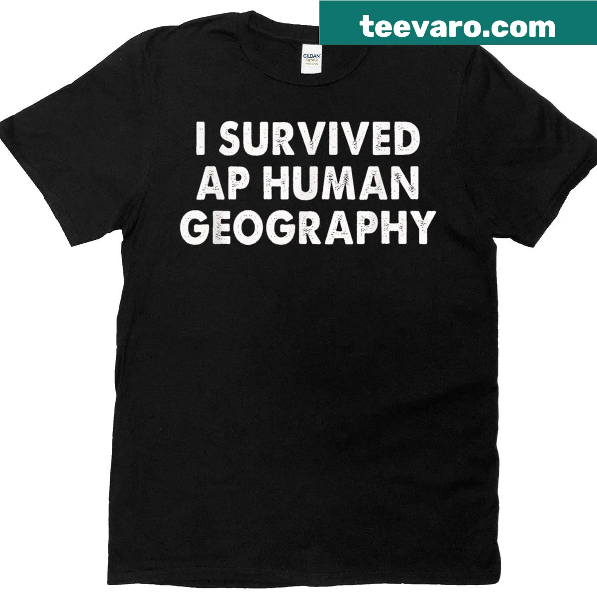 Funny t-shirt for AP Human Geography exam survivors — on a men's t-shirt