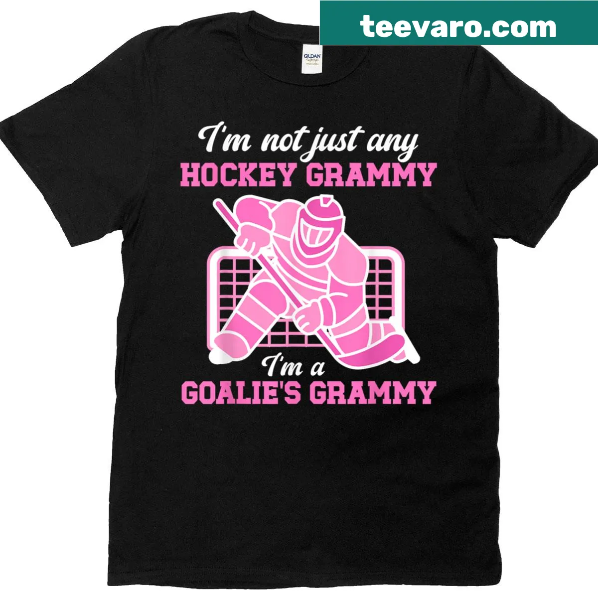 Hockey goalie grandma T-shirt with fun graphics and text — on a men's t-shirt