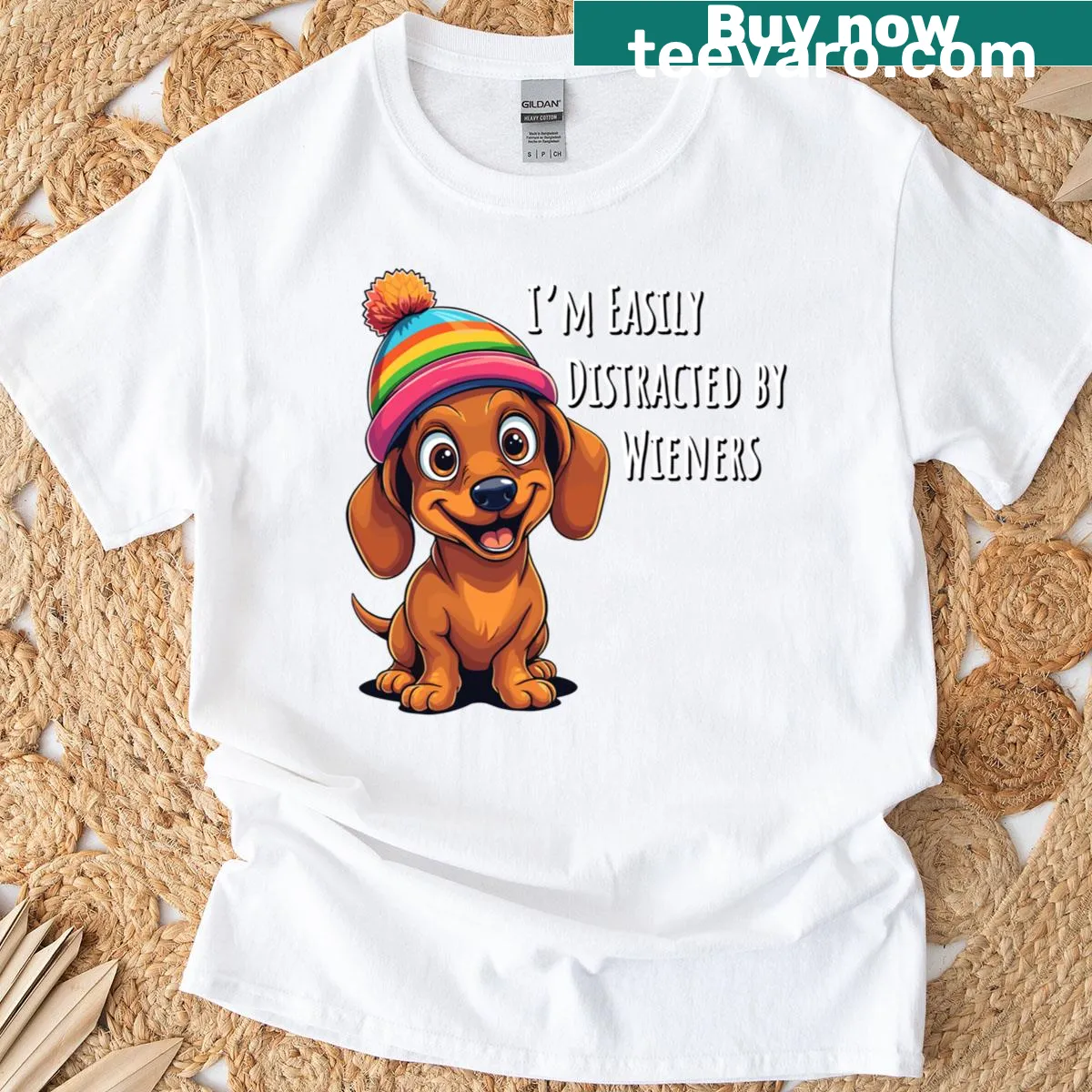 Funny Gay Pride t-shirt with text about being distracted by wieners — on a men's t-shirt