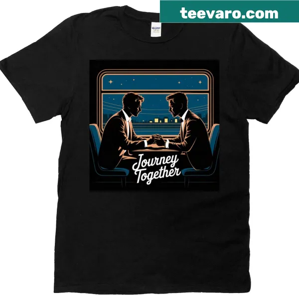Minimalist train art romantic couple t-shirt