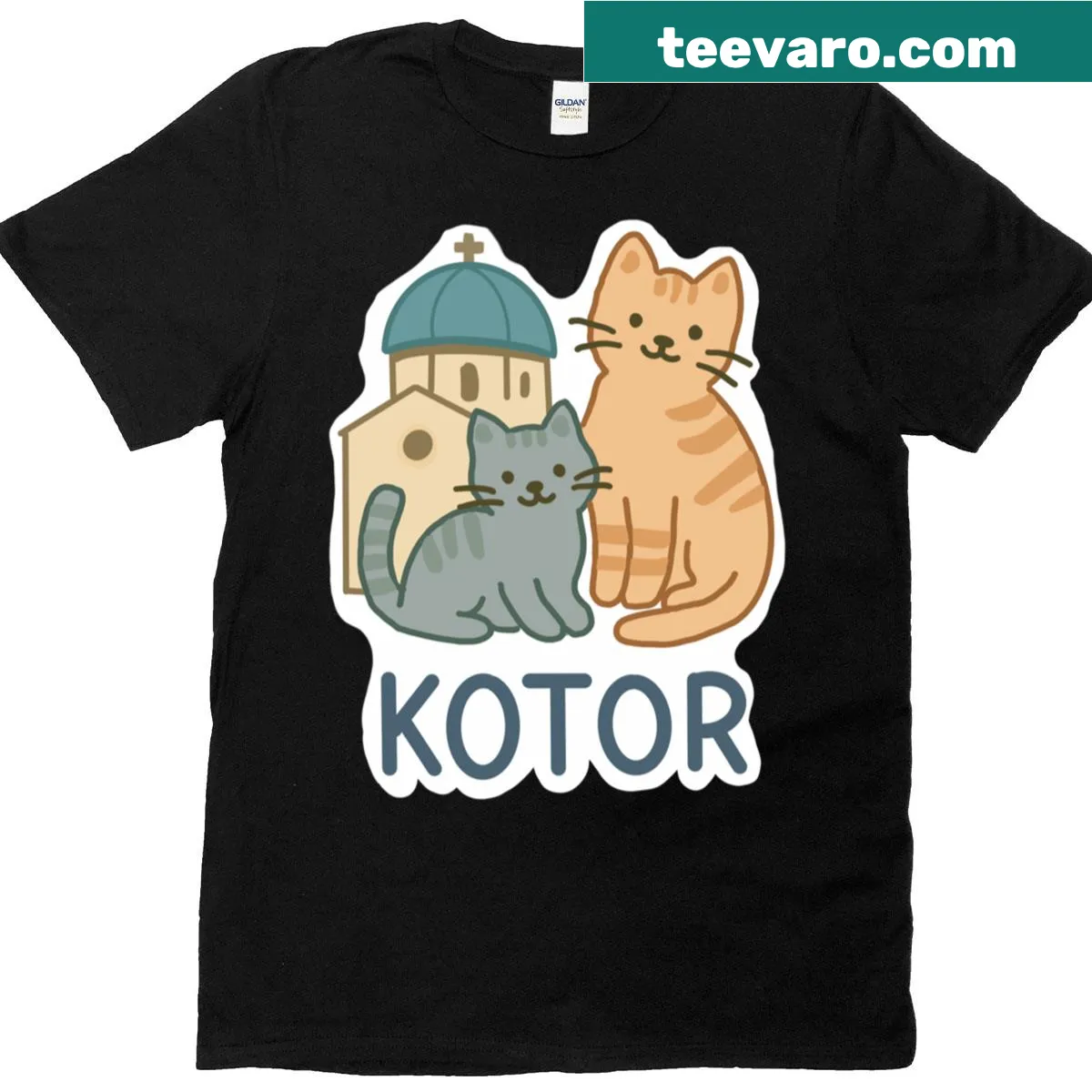 Illustration of Kotor cats on an oversized T-shirt — on a men's t-shirt
