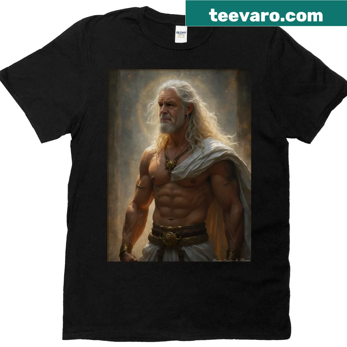 Aries God of War graphic on a t-shirt — on a men's t-shirt