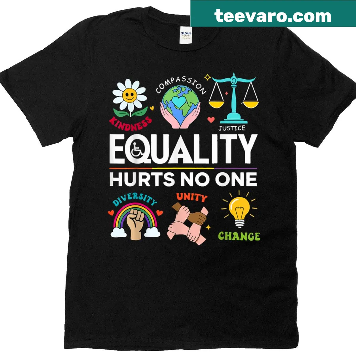 Bold typography expressing LGBTQ equality and human rights. — on a men's t-shirt