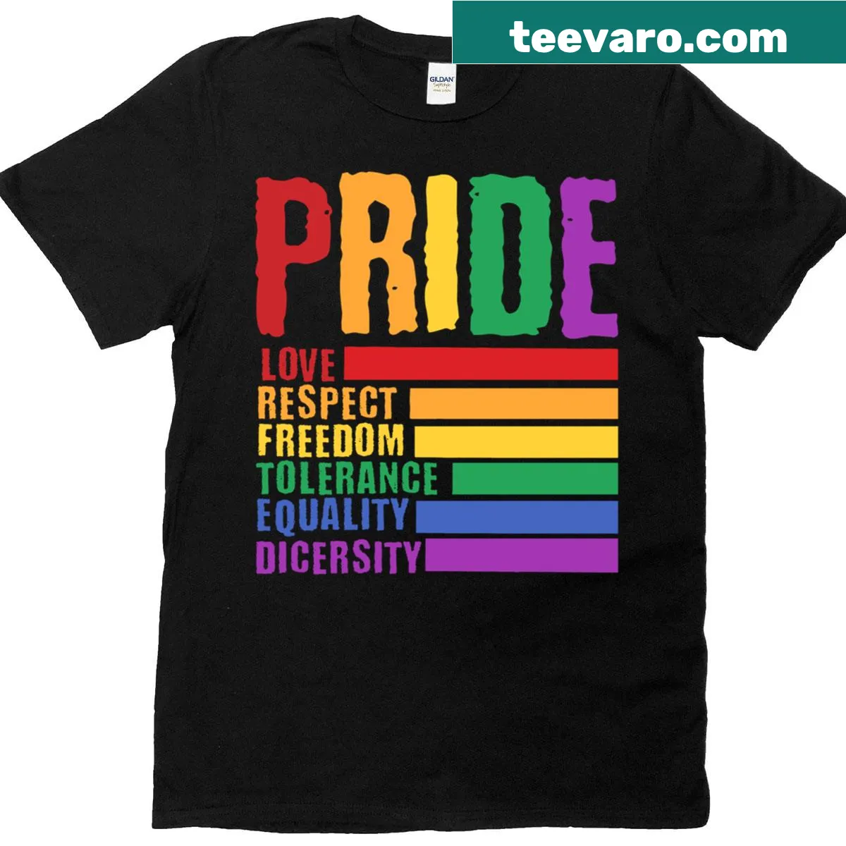 T-shirt with the message 'Love Respect Equality Tolerance' for LGBTQ+ rights — on a men's t-shirt