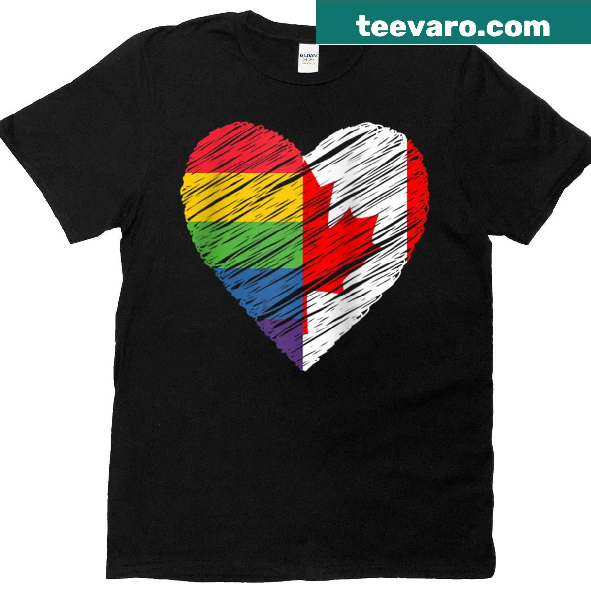 Raglan tee with rainbow heart and text for gay and lesbian love — on a men's t-shirt
