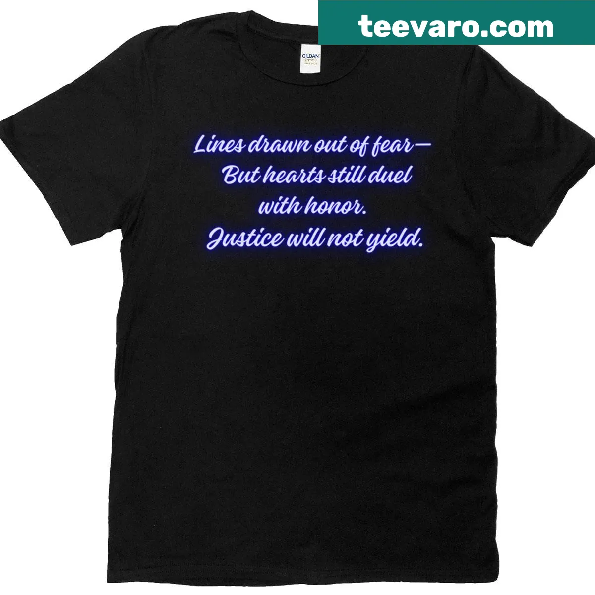 Thought-provoking t-shirt with 'Lines Drawn Out Of Fear' text — on a men's t-shirt