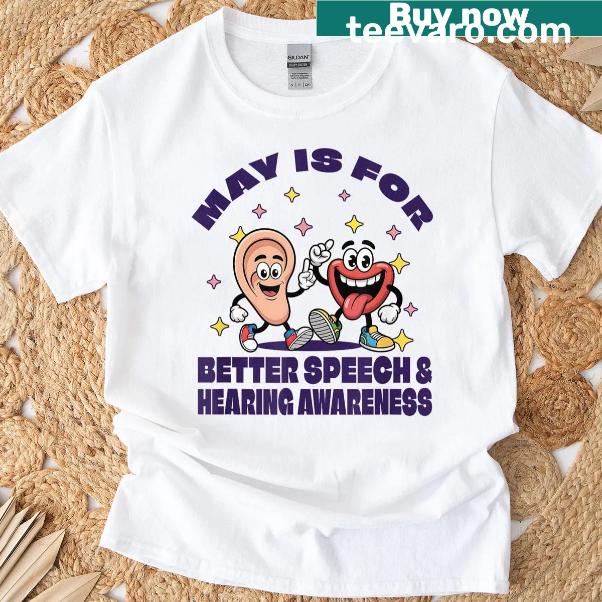 T-shirt promoting Better Hearing and Speech Month for SLPs — on a men's t-shirt