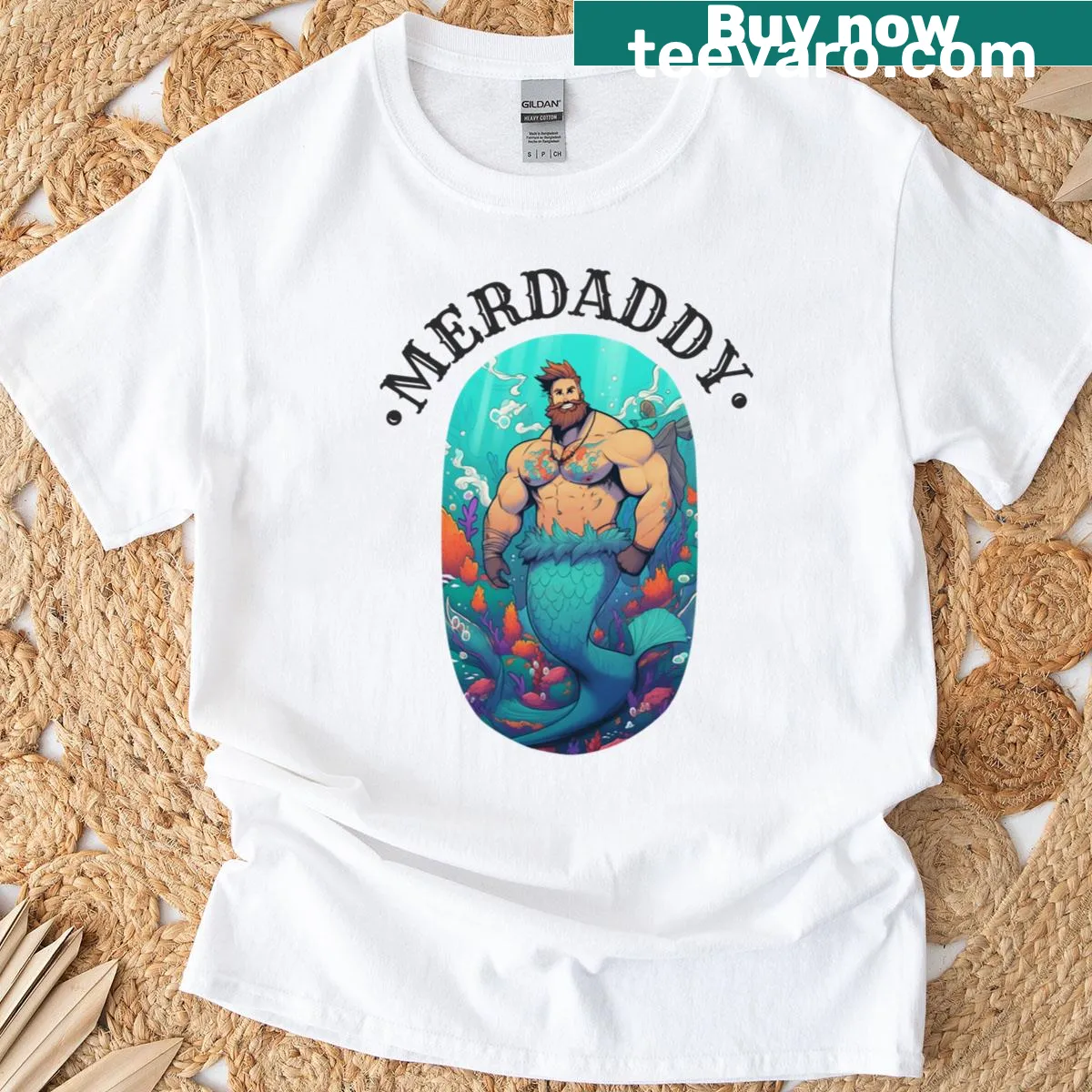 Merdaddy Security humorous Father's Day graphic t-shirt — on a men's t-shirt