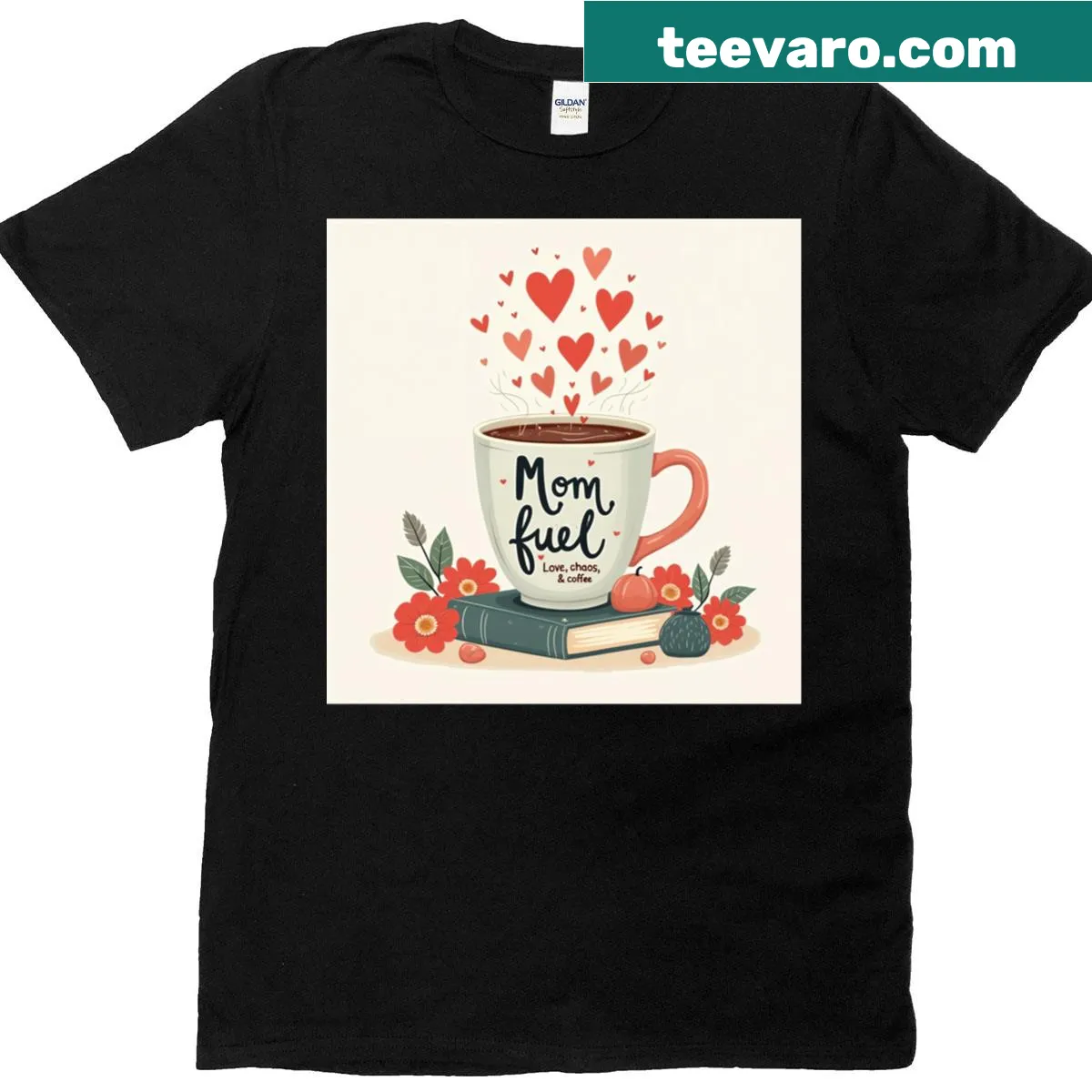 Mom Fuel Love Chaos Amp Coffee T-shirt with playful typography — on a men's t-shirt