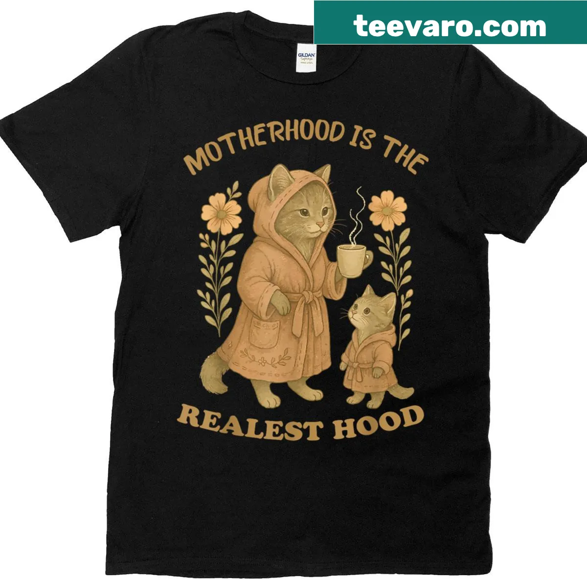 Cat Mom t-shirt with playful typography for cat lovers — on a men's t-shirt