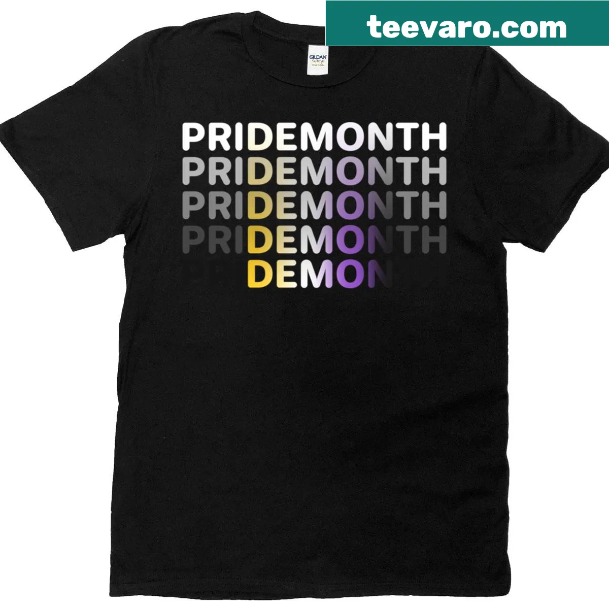 Humorous non-binary pride t-shirt with satirical design — on a men's t-shirt
