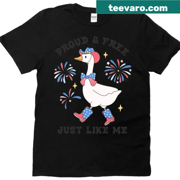 Oversized T-shirt featuring a patriotic goose graphic design.