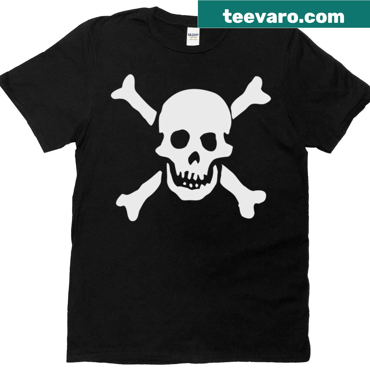 Vintage Jolly Roger skull and crossbones pirate T-shirt — on a men's t-shirt