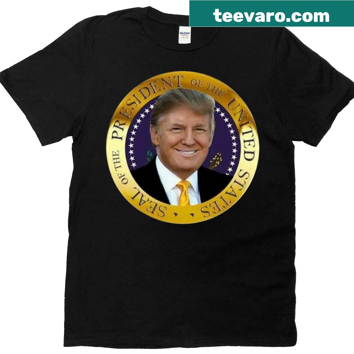 Presidential Seal T-shirt featuring Donald Trump — on a men's t-shirt