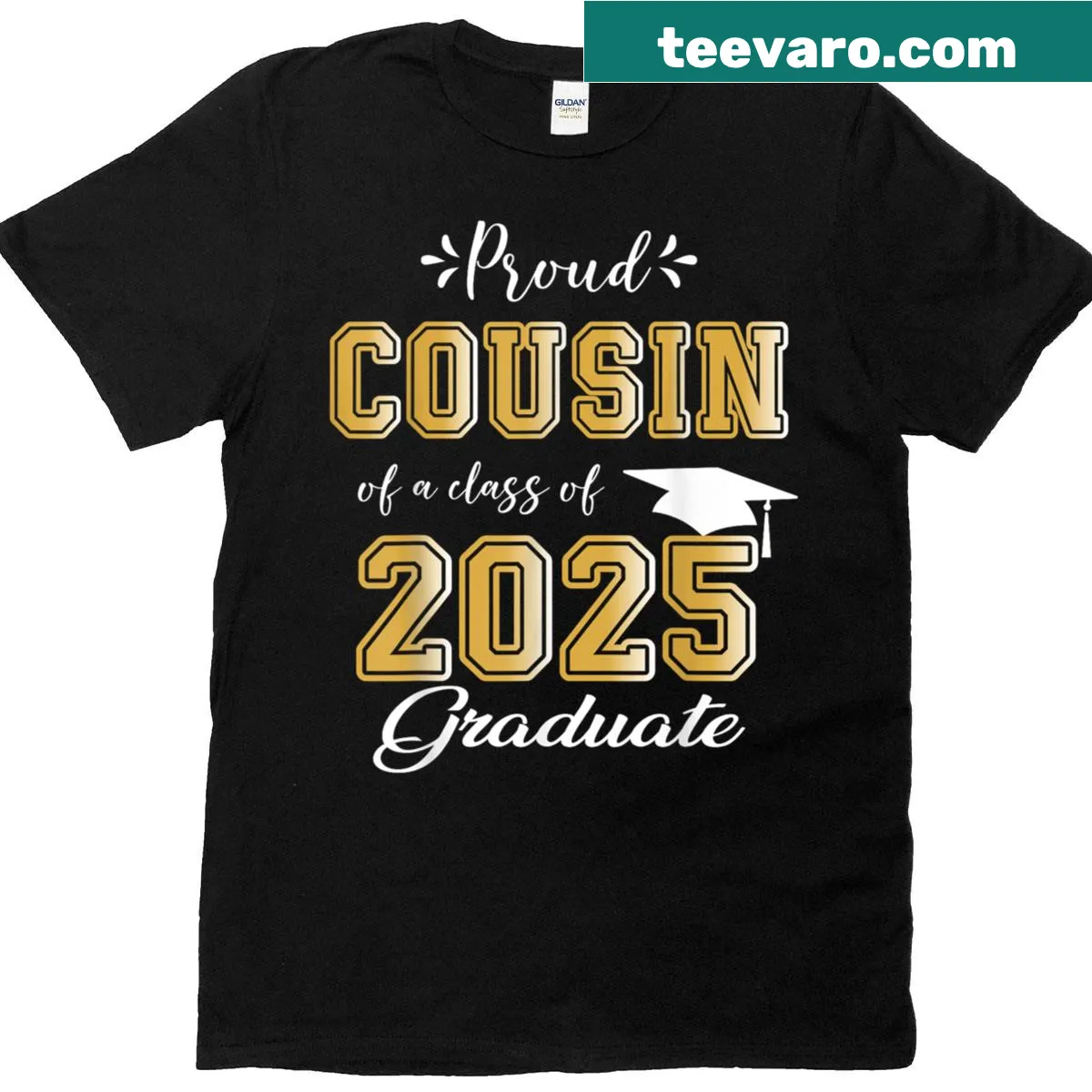 Proud Cousin Class Of 2025 Preschool Graduate T-shirt with celebratory text — on a men's t-shirt