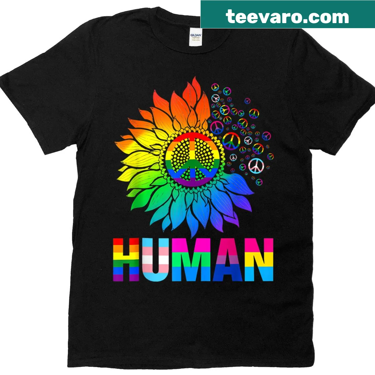 Proud LGBTQ t-shirt with simple text design — on a men's t-shirt