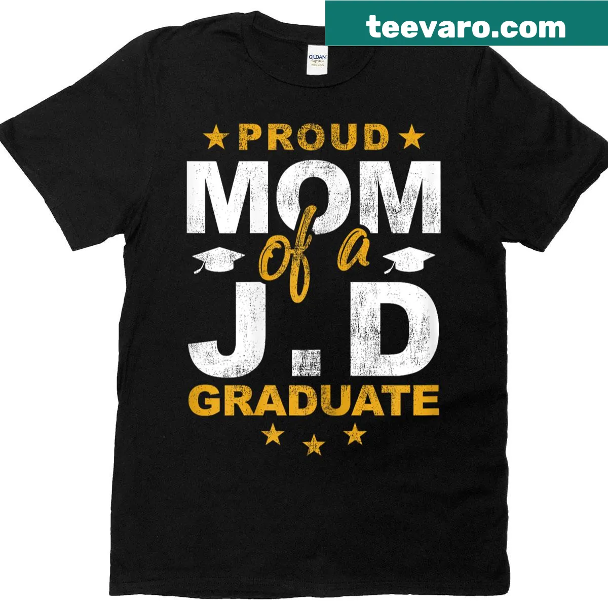 Graduation t-shirt for proud mom of JD graduate — on a men's t-shirt