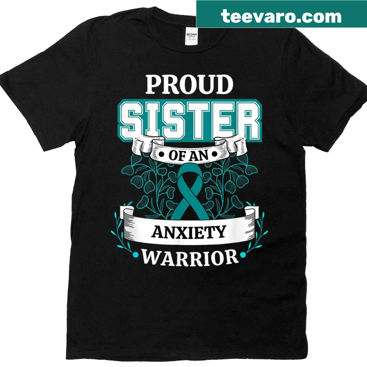 Supportive t-shirt for proud sister of an anxiety warrior — on a men's t-shirt