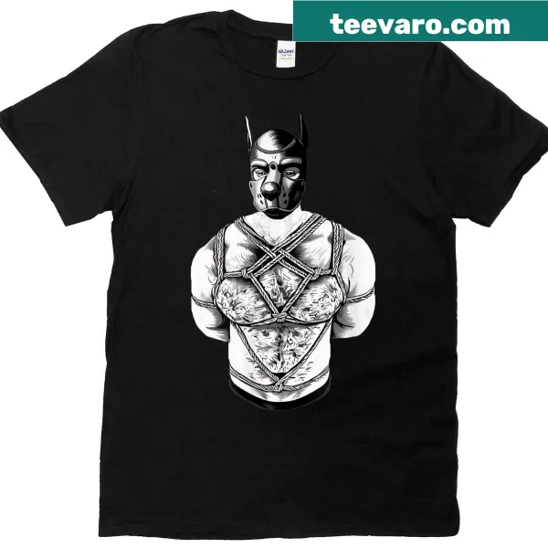 T-shirt featuring playful illustrations of puppy play and shibari