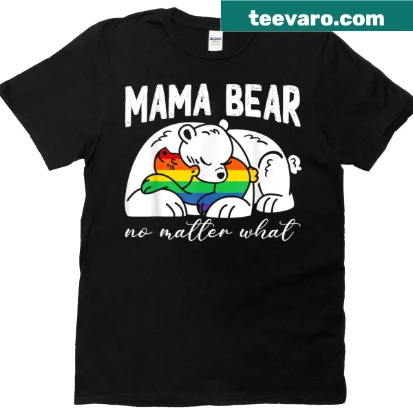 Mama bear illustration with rainbow elements and supportive text