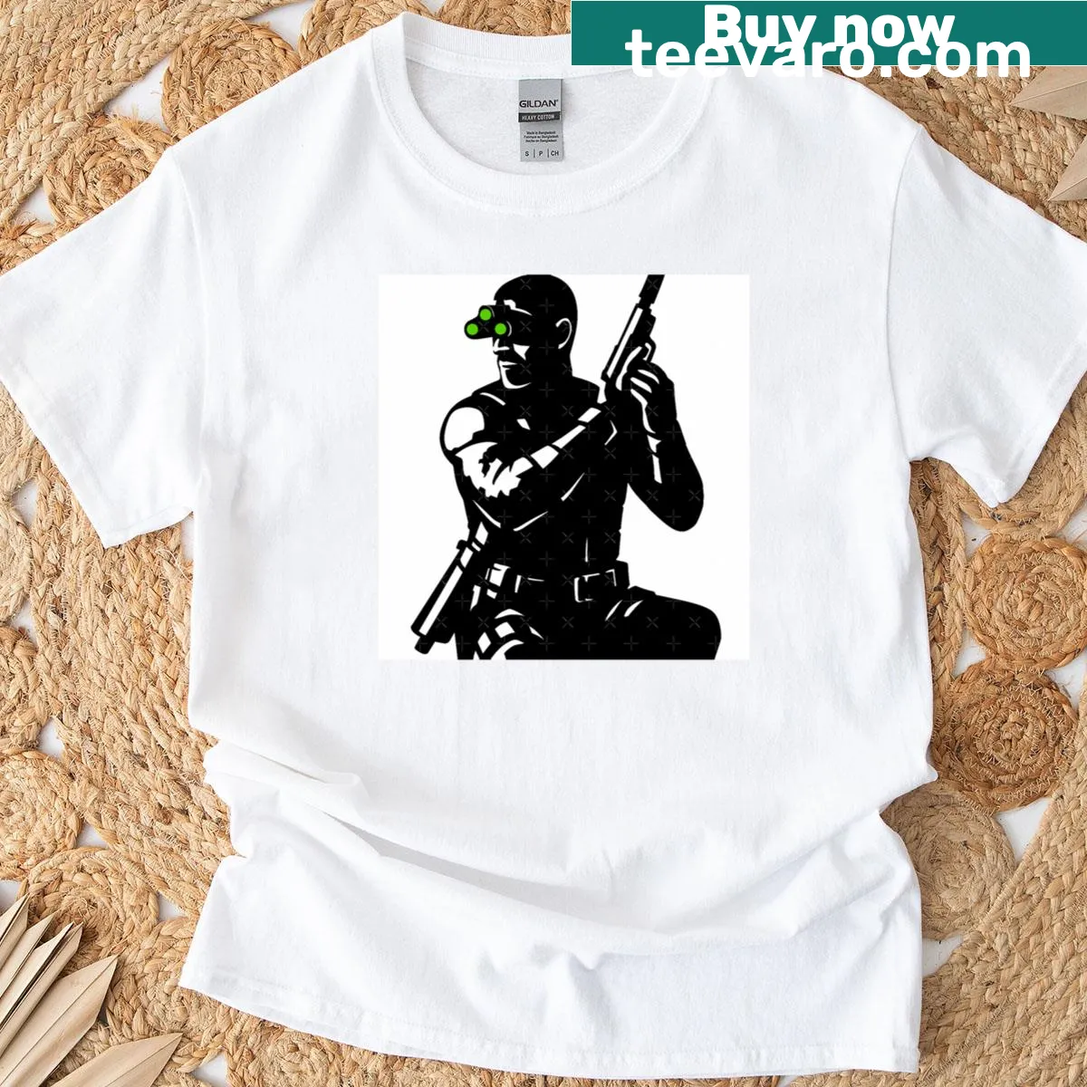 Silhouette of Sam Fisher from Pandora Tomorrow on a t-shirt — on a men's t-shirt