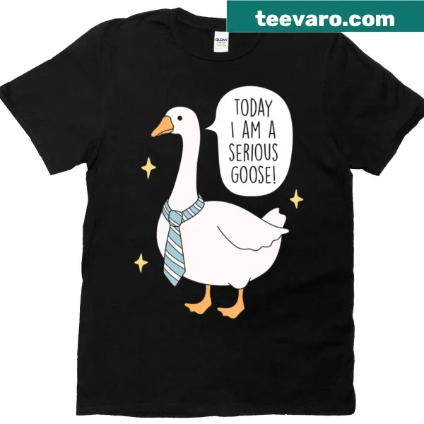 Oversized T-shirt with a cartoon of a serious goose for kids