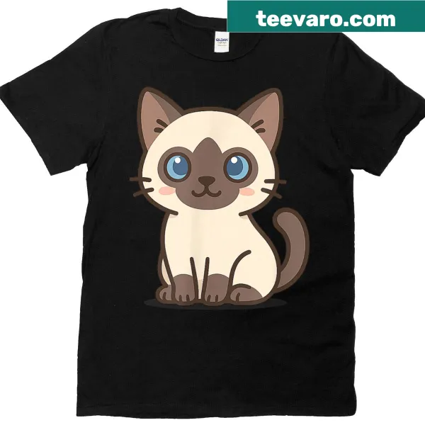 Cute Siamese cat illustration on a t-shirt