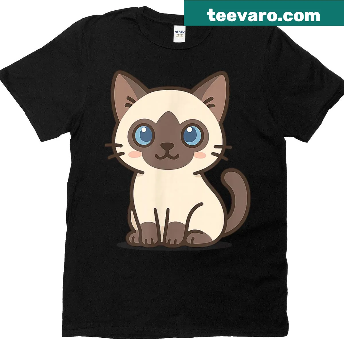 Cute Siamese cat illustration on a t-shirt — on a men's t-shirt