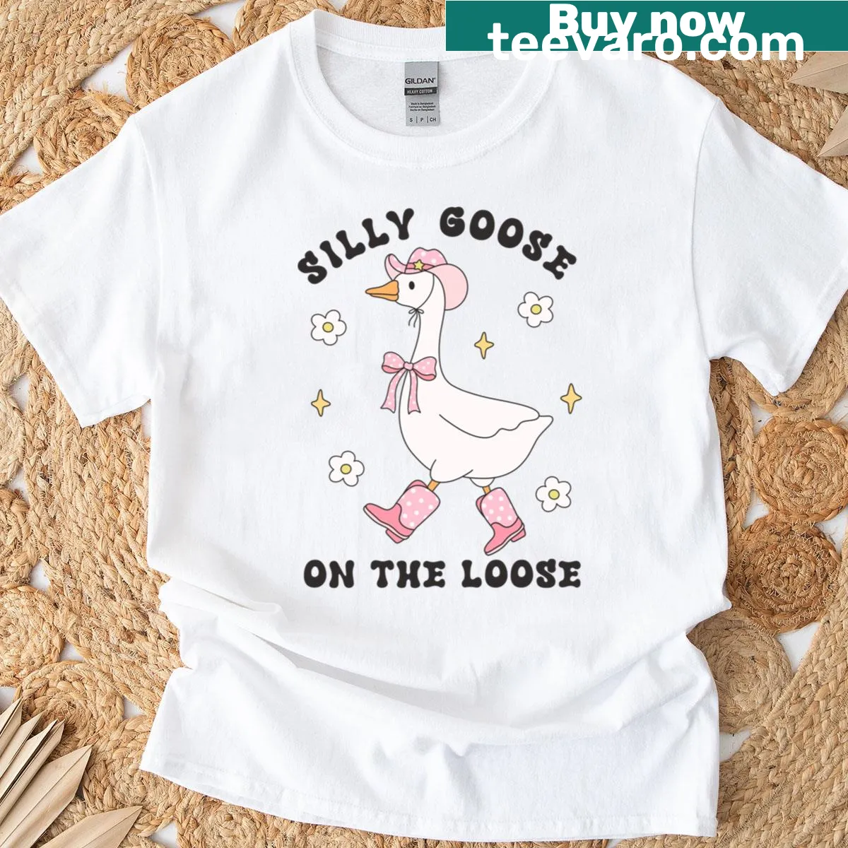 Playful goose illustration on a humorous t-shirt — on a men's t-shirt