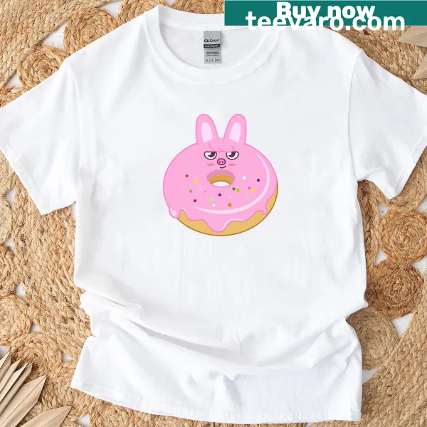 Illustrated Dwaekki character with a donut and sprinkles