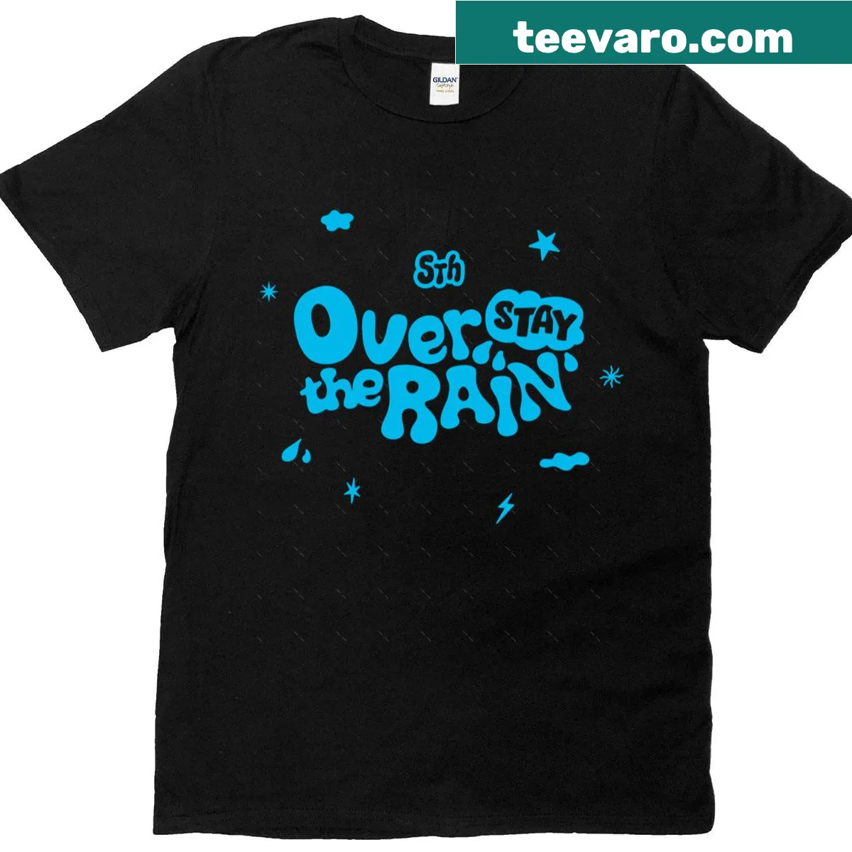 Oversized T-shirt with Stray Kids 'Stay Over The Rain' typography — on a men's t-shirt