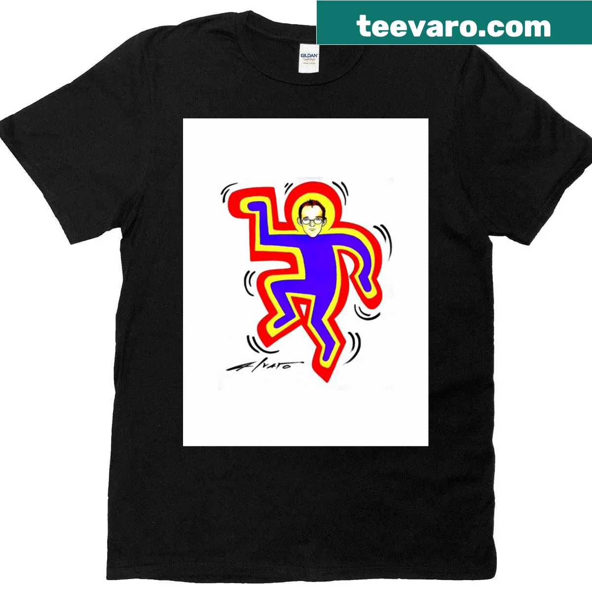 T-shirt featuring bold street art-inspired graphic and typography — on a men's t-shirt