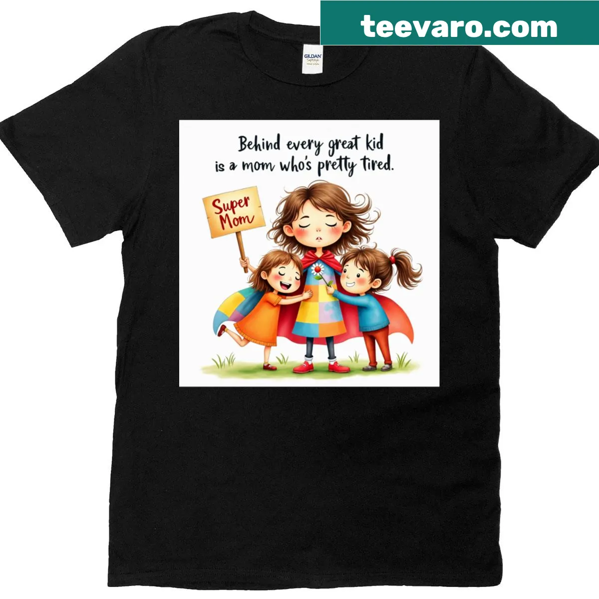 Oversized T-shirt for moms with 'Tired But Proud' text design. — on a men's t-shirt