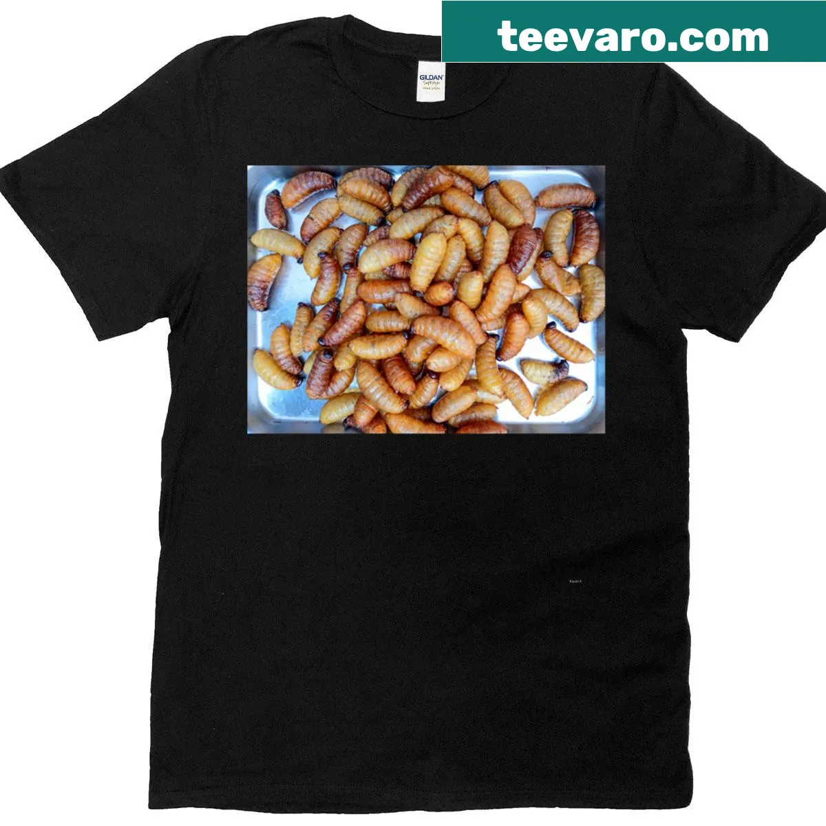Oversized T-shirt featuring funny Thai street food bugs and illustrations — on a men's t-shirt